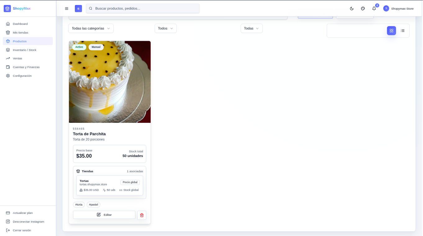 Mis productos ShopyMax